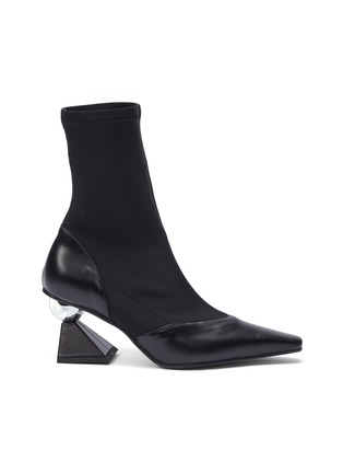 Main View - Click To Enlarge - YUUL YIE - Geometric heel sock panel leather ankle boots
