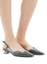 Figure View - Click To Enlarge - YUUL YIE - 'Dewy' PVC panel wavy leather slingback pumps