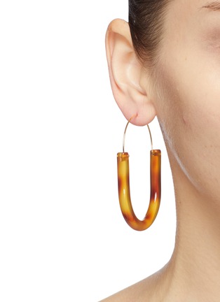 Figure View - Click To Enlarge - KENNETH JAY LANE - Tortoiseshell U-shaped hoop earrings
