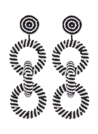 Main View - Click To Enlarge - KENNETH JAY LANE - Interlocking seed bead hoop drop earrings