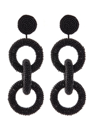 Main View - Click To Enlarge - KENNETH JAY LANE - Interlocking seed bead hoop drop earrings
