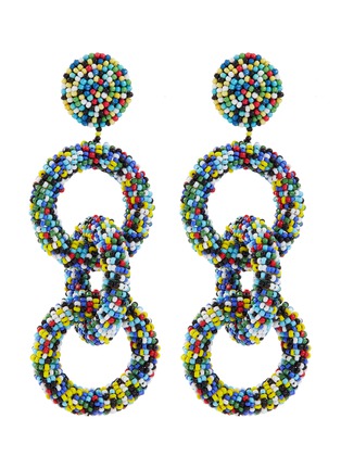 Main View - Click To Enlarge - KENNETH JAY LANE - Interlocking seed bead hoop drop earrings