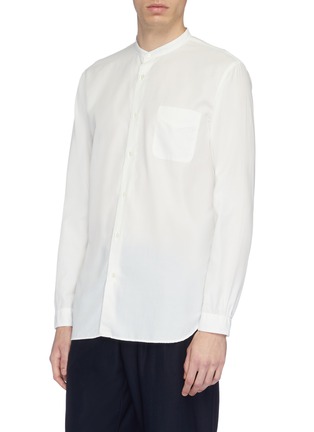 Front View - Click To Enlarge - CAMOSHITA - Patch pocket Mandarin collar cupro-cotton shirt
