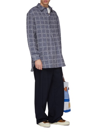 Figure View - Click To Enlarge - JW ANDERSON - Logo print windowpane check linen shirt