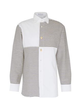 Main View - Click To Enlarge - JW ANDERSON - Stripe panel patchwork unisex shirt