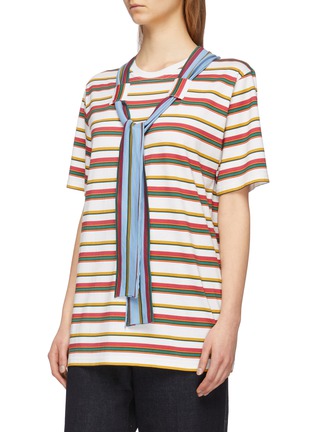 Front View - Click To Enlarge - JW ANDERSON - Sash tie neck stripe unisex T-shirt