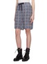 Front View - Click To Enlarge - JW ANDERSON - Windowpane check logo print unisex sweat shorts