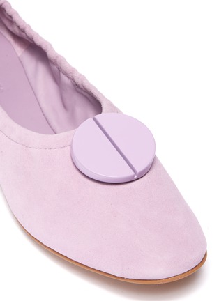 Detail View - Click To Enlarge - MERCEDES CASTILLO - 'Lena' oversized nailhead disc ruched suede ballerina flats