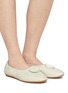 Figure View - Click To Enlarge - MERCEDES CASTILLO - 'Lena' oversized nailhead disc ruched leather ballerina flats