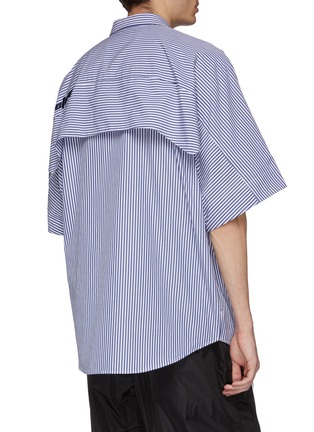 Back View - Click To Enlarge - JUUN.J - Inner zip sleeve stripe short sleeve shirt