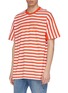 Front View - Click To Enlarge - MARTINE ROSE - Logo slogan print stripe T-shirt