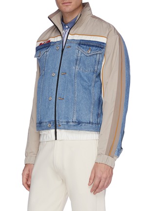 Front View - Click To Enlarge - MARTINE ROSE - Colourblock denim panel patchwork track jacket