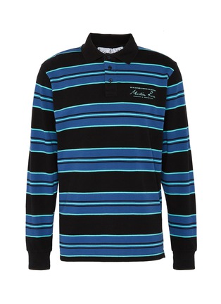 Main View - Click To Enlarge - MARTINE ROSE - Logo embroidered stripe long sleeve polo shirt