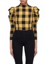 Main View - Click To Enlarge - ALICE & OLIVIA - 'Brenna' ruched puff sleeve gingham check cropped top