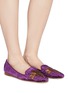 Figure View - Click To Enlarge - EMMA HOPE - Star embroidered velvet loafers