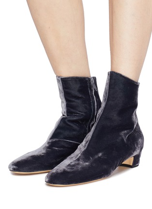Figure View - Click To Enlarge - EMMA HOPE - 'Zippo' velvet ankle boots