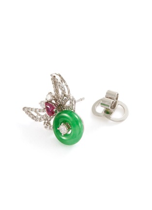 Detail View - Click To Enlarge - SAMUEL KUNG - Diamond gemstone jadeite mismatched stud earrings