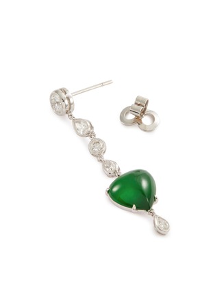 Detail View - Click To Enlarge - SAMUEL KUNG - Diamond jadeite 18k white gold mismatched drop earrings