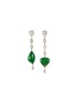 Main View - Click To Enlarge - SAMUEL KUNG - Diamond jadeite 18k white gold mismatched drop earrings