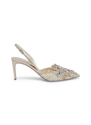 Main View - Click To Enlarge - RENÉ CAOVILLA - Embellished floral lace slingback pumps