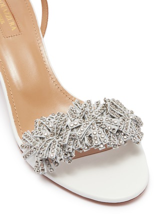 Detail View - Click To Enlarge - AQUAZZURA - 'Wild Crystal' strass fringe tassel tie leather sandals