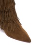Detail View - Click To Enlarge - AQUAZZURA - 'Shake' tiered fringe suede panel colourblock ankle boots