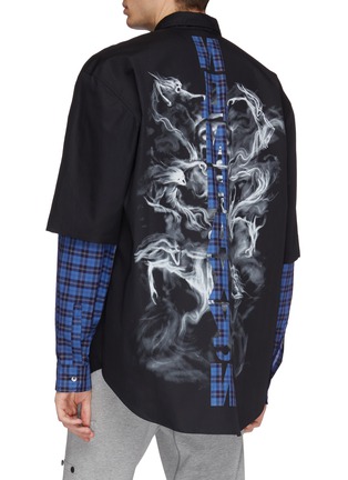  - VETEMENTS - 'Fusion' layered check plaid sleeve panel oversized unisex shirt