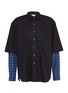 Main View - Click To Enlarge - VETEMENTS - 'Fusion' layered check plaid sleeve panel oversized unisex shirt