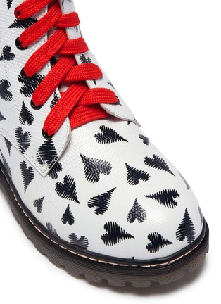 Detail View - Click To Enlarge - WINK - 'Cookie' heart print leather kids combat boots