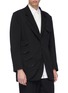 Front View - Click To Enlarge - YOHJI YAMAMOTO - Flap pocket layered front wool twill soft blazer