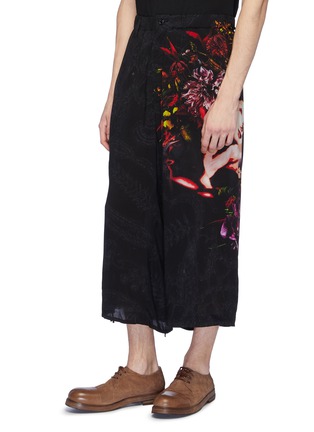 Front View - Click To Enlarge - YOHJI YAMAMOTO - Floral lady print wide leg pants
