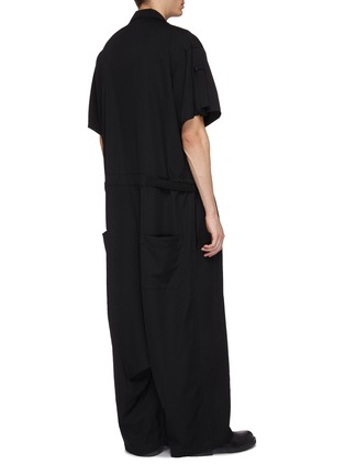 Back View - Click To Enlarge - YOHJI YAMAMOTO - Chest pocket belted wool twill overalls