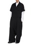 Figure View - Click To Enlarge - YOHJI YAMAMOTO - Chest pocket belted wool twill overalls