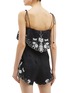 Back View - Click To Enlarge - ZIMMERMANN - 'Juniper' tie shoulder ruffle yoke floral embroidered rompers