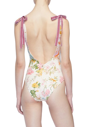 Back View - Click To Enlarge - ZIMMERMANN - 'Heathers' tie shoulder garden floral print one-piece swimsuit