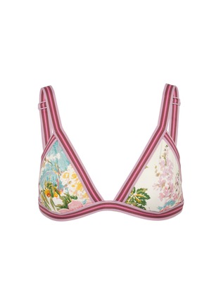 Main View - Click To Enlarge - ZIMMERMANN - 'Heathers' stripe border garden floral print bikini top