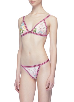 Figure View - Click To Enlarge - ZIMMERMANN - 'Heathers' stripe border garden floral print bikini top