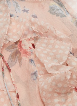  - ZIMMERMANN - 'Bowie Frill' belted ruffle floral print silk rompers