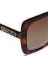 Detail View - Click To Enlarge - GUCCI - Glass crystal logo temple tortoiseshell acetate square sunglasses