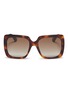 Main View - Click To Enlarge - GUCCI - Glass crystal logo temple tortoiseshell acetate square sunglasses