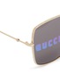 Detail View - Click To Enlarge - GUCCI - Logo print metal square sunglasses