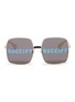 Main View - Click To Enlarge - GUCCI - Logo print metal square sunglasses