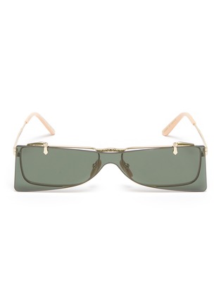 Main View - Click To Enlarge - GUCCI - Flip lens metal square sunglasses