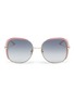 Main View - Click To Enlarge - GUCCI - Contrast corner metal oversized square sunglasses