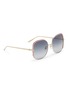 Figure View - Click To Enlarge - GUCCI - Contrast corner metal oversized square sunglasses