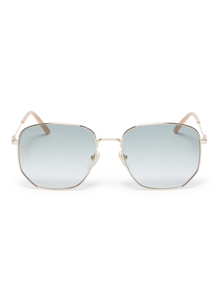 Main View - Click To Enlarge - GUCCI - Metal oversized angular frame sunglasses