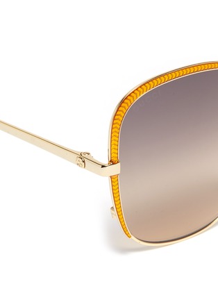 Detail View - Click To Enlarge - GUCCI - Contrast corner metal oversized square sunglasses