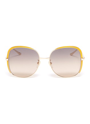 Main View - Click To Enlarge - GUCCI - Contrast corner metal oversized square sunglasses