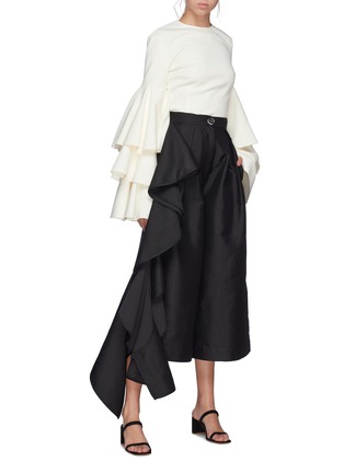 Figure View - Click To Enlarge - SOLACE LONDON - 'Margo' ruffle drape culottes