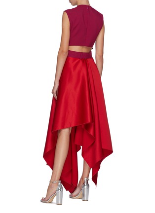 Back View - Click To Enlarge - SOLACE LONDON - 'Harlech' belted cutout back asymmetric dress